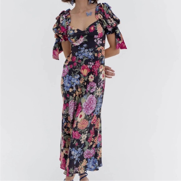 ▪️Selkie The Puck Poet Slip Floral Silk Dress 1X - Picture 3 of 16